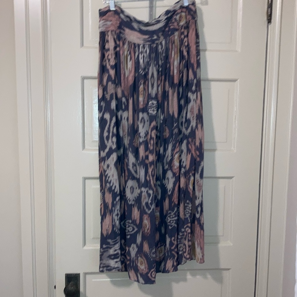 All Saints Blue and Pink Midi A-Line Skirt